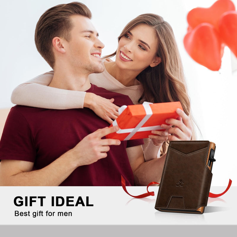 Wallet for Men Wallet with Slim Pop Up Card Holder 9 - 13 Cards, Bifold Minimalist Smart Wallet RFID Blocking Credit Card Holder with ID Window & Stretchable Cash Slot Compact Metal Aluminum Card Case