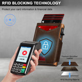 Wallet for Men Wallet with Slim Pop Up Card Holder 9 - 13 Cards, Bifold Minimalist Smart Wallet RFID Blocking Credit Card Holder with ID Window & Stretchable Cash Slot Compact Metal Aluminum Card Case