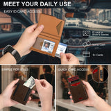 Wallet for Men Wallet with Slim Pop Up Card Holder 9 - 13 Cards, Bifold Minimalist Smart Wallet RFID Blocking Credit Card Holder with ID Window & Stretchable Cash Slot Compact Metal Aluminum Card Case
