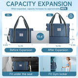 WALNEW Travel Duffel Bag, Weekender Overnight Carry On Bag for Women Men, Foldable Waterproof Gym Luggage with Metal Buckle Detachable Shoulder Strap and Wet Compartment (Peacock Blue)
