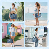 WALNEW Travel Duffel Bag, Weekender Overnight Carry On Bag for Women Men, Foldable Waterproof Gym Luggage with Metal Buckle Detachable Shoulder Strap and Wet Compartment (Peacock Blue)