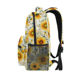 Wamika Sunflower Floral Backpacks, Retro Flower Black Computer Laptop Backpack, School Book Bag Casual Travel Hiking Camping Daypack for Women Girls Kids