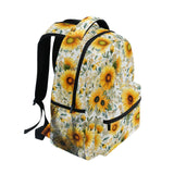 Wamika Sunflower Floral Backpacks, Retro Flower Black Computer Laptop Backpack, School Book Bag Casual Travel Hiking Camping Daypack for Women Girls Kids