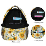 Wamika Sunflower Floral Backpacks, Retro Flower Black Computer Laptop Backpack, School Book Bag Casual Travel Hiking Camping Daypack for Women Girls Kids