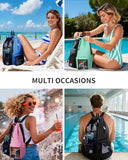 WANDF Swim Bag Mesh Drawstring Backpack with Wet Pocket Beach Backpack for Swimming, Gym, and Workout Gear (Pink)