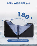 WANDF Toiletry Bag for Men, PU Leather Travel Organizer with Detachable Waterproof Hanging Pouch, Open - Flat Dopp Kit Shaving Bag with Wet Pocket for Travel Toiletries Accessories (Black)