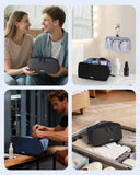 WANDF Toiletry Bag for Men, PU Leather Travel Organizer with Detachable Waterproof Hanging Pouch, Open - Flat Dopp Kit Shaving Bag with Wet Pocket for Travel Toiletries Accessories (Black)