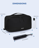 WANDF Toiletry Bag for Men, PU Leather Travel Organizer with Detachable Waterproof Hanging Pouch, Open - Flat Dopp Kit Shaving Bag with Wet Pocket for Travel Toiletries Accessories (Black)
