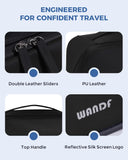 WANDF Toiletry Bag for Men, PU Leather Travel Organizer with Detachable Waterproof Hanging Pouch, Open - Flat Dopp Kit Shaving Bag with Wet Pocket for Travel Toiletries Accessories (Black)