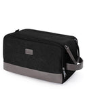 WANDF Toiletry Bag for Men Travel Toiletry Organizer Canvas and Leather Dopp Kit Water-Resistant Shaving Bag for Travel Accessories (Black, Large)