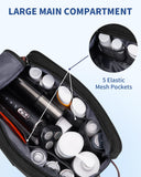 WANDF Toiletry Bag for Men Travel Toiletry Organizer Canvas and Leather Dopp Kit Water - Resistant Shaving Bag for Travel Accessories (Black, Large)