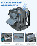 WANDF Travel Backpack For Spirit Airlines Personal Item Bag 18x14x8 with Wet Pocket, 17 Inch Laptop Backpack for Men Women（Grey）