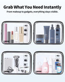 WANDF TSA Approved Toiletry Bag, 2 Packs Travel Clear Toiletry Bag, Quart Size Makeup Cosmetic Pouch with Zipper, Carry - On Airport Compliant Bag for Women and Men (2 pcs, Black)