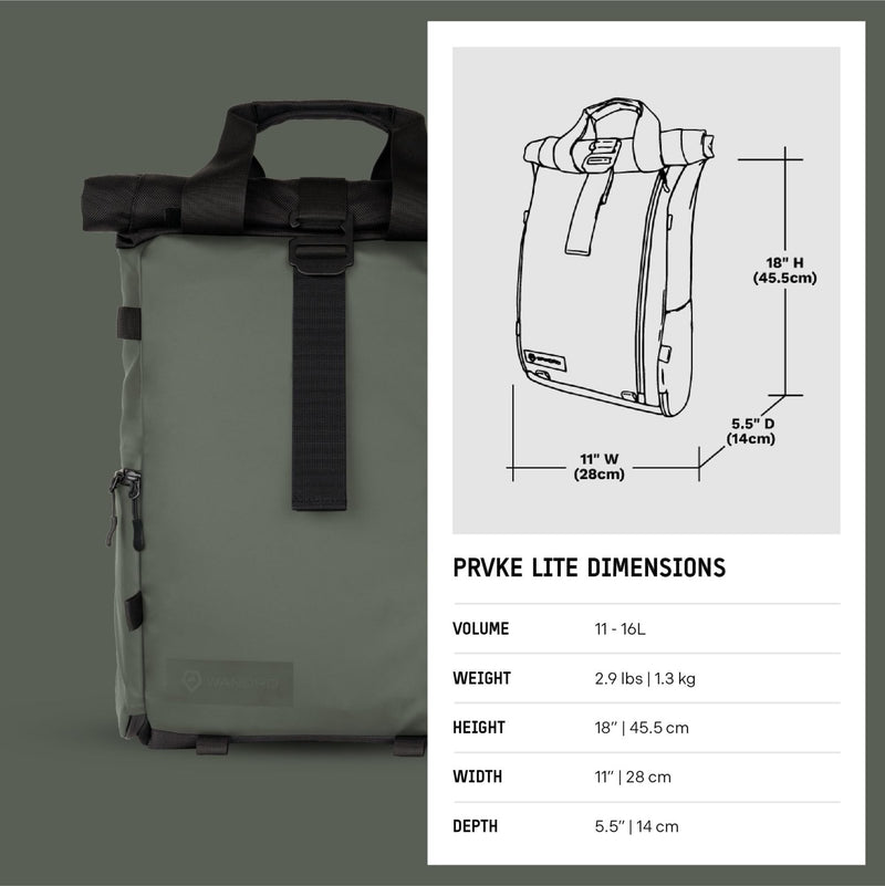 WANDRD PRVKE Lite: Weather - Resistant Travel & Camera Backpack with Laptop Sleeve, Quick Side Access, Clamshell Opening – Ideal Photography & Travel Bag