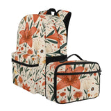 Warmkitty Pastoral Lily Blooms Print Colorful Pattern Kids Backpack Set 2pcs School Bookbag with Lunch Box for Boys Girls