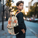 Warmkitty Pastoral Lily Blooms Print Vibrant Flower Design Kids Backpack with Side Pocket School Bookbag for Students Boys Girls