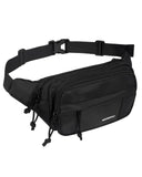 WATERFLY Fanny Pack Waist Packs: Large Crossbody Fanny Packs for Women Men with 5 Zipper Pockets Adjustable Strap Waist Bags Hip Pack for Traveling Cycling Running Hiking - Black