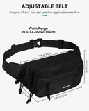 WATERFLY Fanny Pack Waist Packs: Large Crossbody Fanny Packs for Women Men with 5 Zipper Pockets Adjustable Strap Waist Bags Hip Pack for Traveling Cycling Running Hiking - Black