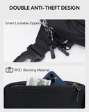 WATERFLY Lightweight Small Fanny Pack: 1.5L Mini Slim Crossbody Waist Belt Hip Bag with RFID Blocking, Anti - Theft & Water Resistant Pouch for Women Men Travel Hiking Running Walking EDC