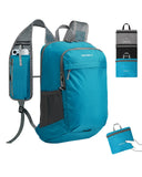 WATERFLY Packable Lightweight Small Backpack: 15L Foldable Mini Hiking Daypack - Ultralight Compact Day Pack for Women Men Outdoor Travel Camping Walking - Blue