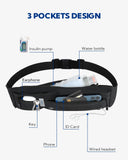 WATERFLY Running Belt Fanny Pack: Runner Marathon Jogging Waist Pack Sport Workout Exercise Fitness Phone Holder Belt for Men Women Jogger Slim Waist Bag Black