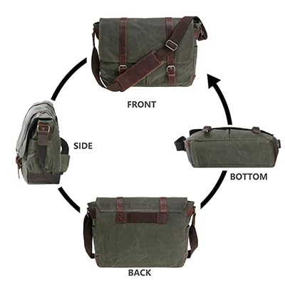 Waterproof Canvas 15" Macbook pro/ 15.6'' Leather Laptop Messenger Bag for Men Business Vintage shoulder bag/Briefcase Crossbody