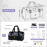Waterproof Duffel Bag，Roll - Top Heavy Duty Dry Duffle Bag，Motorcycle Dry Bag，with Large Storage Space, Perfect for Traveling, Camping, Kayaking, Fishing & Canoeing (Carbon fiber black, 66L)