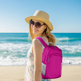 Waterproof Foldable Backpack Dry Storage Lightweight Daypack 35L Outdoor Backpack for Beach Men Women Dark Pink
