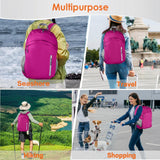 Waterproof Foldable Backpack Dry Storage Lightweight Daypack 35L Outdoor Backpack for Beach Men Women Dark Pink