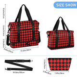 Waterproof Sports Gym Bag Buffalo Plaid diamonding Red Black Trendy Travel Weekender Gear Bag with Adjustable Strap for Airplane Traveling