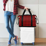 Waterproof Sports Gym Bag Buffalo Plaid diamonding Red Black Trendy Travel Weekender Gear Bag with Adjustable Strap for Airplane Traveling