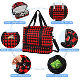 Waterproof Sports Gym Bag Buffalo Plaid diamonding Red Black Trendy Travel Weekender Gear Bag with Adjustable Strap for Airplane Traveling