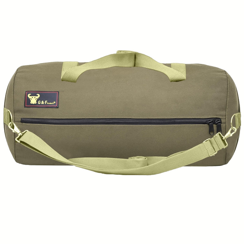 Waxed Canvas All Purpose Military Style Duffle Bag, 24 - Inch, Water - Resistant, Adjustable Strap, Fully Lined, Double Zipper Closure, heavy Duty, Olive Green