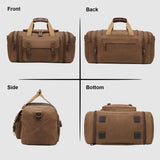 Waxed Canvas Duffel Bag 50L Waterproof Duffle Bag Travel Overnight Weekender Bag