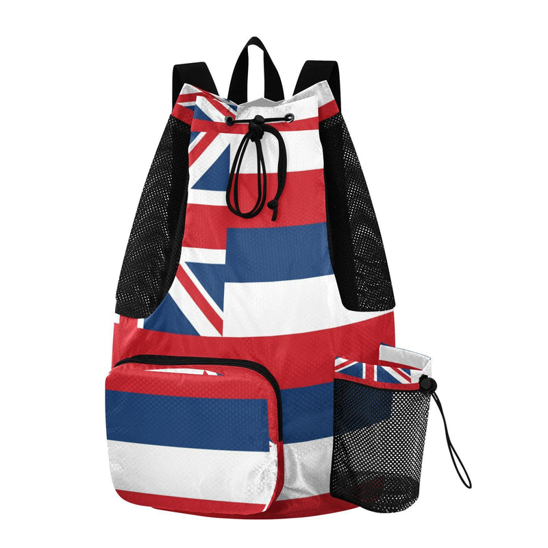 WDdZzyy Drawstring Backpack For Women Men Gym Sackpack With Water Bottle Pocket String Back Pack Dry Wet Separation Hawaii State Flag Hawaiian Hi
