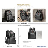 WDEKDAI Leather Backpack School College Bookbag Leisure Business Travel Hiking Rucksack,Suitable for 15.6 - inch laptop pack (2)