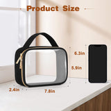 Wedama TSA Approved Toiletry Bag, 3 Pack Clear Makeup Bags with Handles, Quart Size Clear Toiletry Bags, PVC Cosmetic Bags for Women and Men, Carry on Airport Airline Compliant Bag, Black