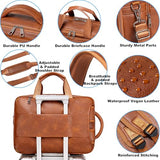 weiatas 3-in-1 Vegan Leather Convertible Laptop Bag for Men Women, 15.6 Inch Waterproof Expandable Backpack, Computer Briefcase, Shoulder Messenger Bag & Weekend Bag for Business Travel Work (Brown)