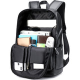 weiatas Black Leather Laptop Backpack for Men Women Work Travel, College School Backpack Casual Daypack fits 15.6 Inch