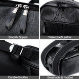 weiatas Black Leather Laptop Backpack for Men Women Work Travel, College School Backpack Casual Daypack fits 15.6 Inch