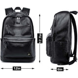 weiatas Black Leather Laptop Backpack for Men Women Work Travel, College School Backpack Casual Daypack fits 15.6 Inch