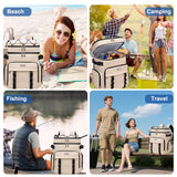 Weitars Insulated Cooler Backpack,Double Deck Waterproof Soft Cooler Bag,Backpack Coolers Leak Proof Lunch Backpack for Men Women for Travel,Camping,Picnic,Beach,Picnic,Outdoor 31L/52 Can (Beige)