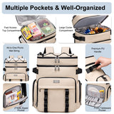 Weitars Insulated Cooler Backpack,Double Deck Waterproof Soft Cooler Bag,Backpack Coolers Leak Proof Lunch Backpack for Men Women for Travel,Camping,Picnic,Beach,Picnic,Outdoor 31L/52 Can (Beige)