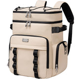 Weitars Insulated Cooler Backpack,Double Deck Waterproof Soft Cooler Bag,Backpack Coolers Leak Proof Lunch Backpack for Men Women for Travel,Camping,Picnic,Beach,Picnic,Outdoor 31L/52 Can (Beige)