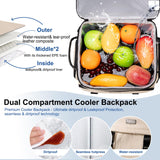 Weitars Insulated Cooler Backpack,Double Deck Waterproof Soft Cooler Bag,Backpack Coolers Leak Proof Lunch Backpack for Men Women for Travel,Camping,Picnic,Beach,Picnic,Outdoor 31L/52 Can (Beige)