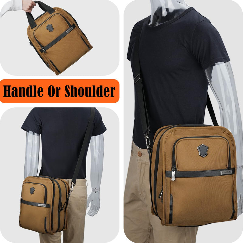 WELKINLAND 14 - Pockets Travel Messenger Bag for Men, 13" Tablet Shoulder Bag Men, 15L - Roomy Men's Shoulder Bag Expandable, Comfortable EDC Crossbody Bag for Man, Heavy - Duty Mens Messenger Bags for Work