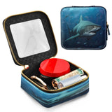WELLDAY Clear Makeup Bag Atlantic Giant Shark Cosmetic Organizer Case, Waterproof Portable Travel Toiletry Cosmetic Bag Case with Clear Windows for Women