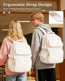 WEPOET Cute Middle School Backpack For Teen Girls,Waterproof Casual Bookbags,Lightweight Travel Daypack,Basic Laptop College Backpack For Women(White)