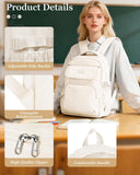 WEPOET Cute Middle School Backpack For Teen Girls,Waterproof Casual Bookbags,Lightweight Travel Daypack,Basic Laptop College Backpack For Women(White)