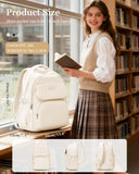 WEPOET Cute Middle School Backpack For Teen Girls,Waterproof Casual Bookbags,Lightweight Travel Daypack,Basic Laptop College Backpack For Women(White)